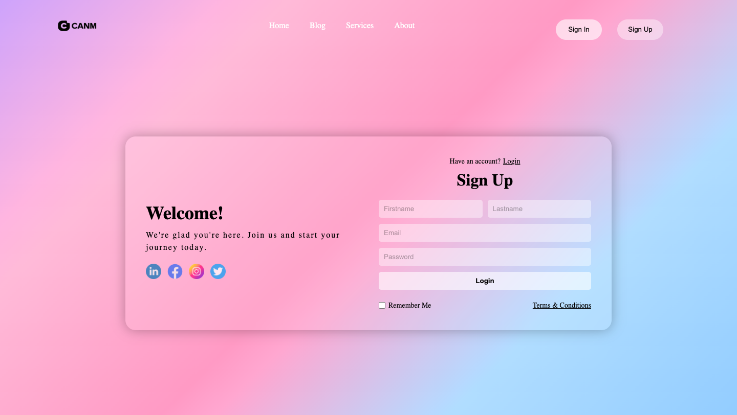 Log-in page